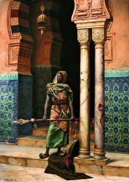 Ludwig Deutsch Painting - The Nubian Guard Ludwig Deutsch Orientalism